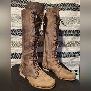 John Fleuvog brown leather tall boots, size 8